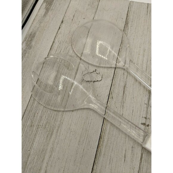 Clear 2 Piece Salad Serving Fork Spoon Tongs White Flatware 11 1/4" - Picture 6 of 6